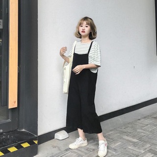 Set yếm quần rộng + áo kẻ