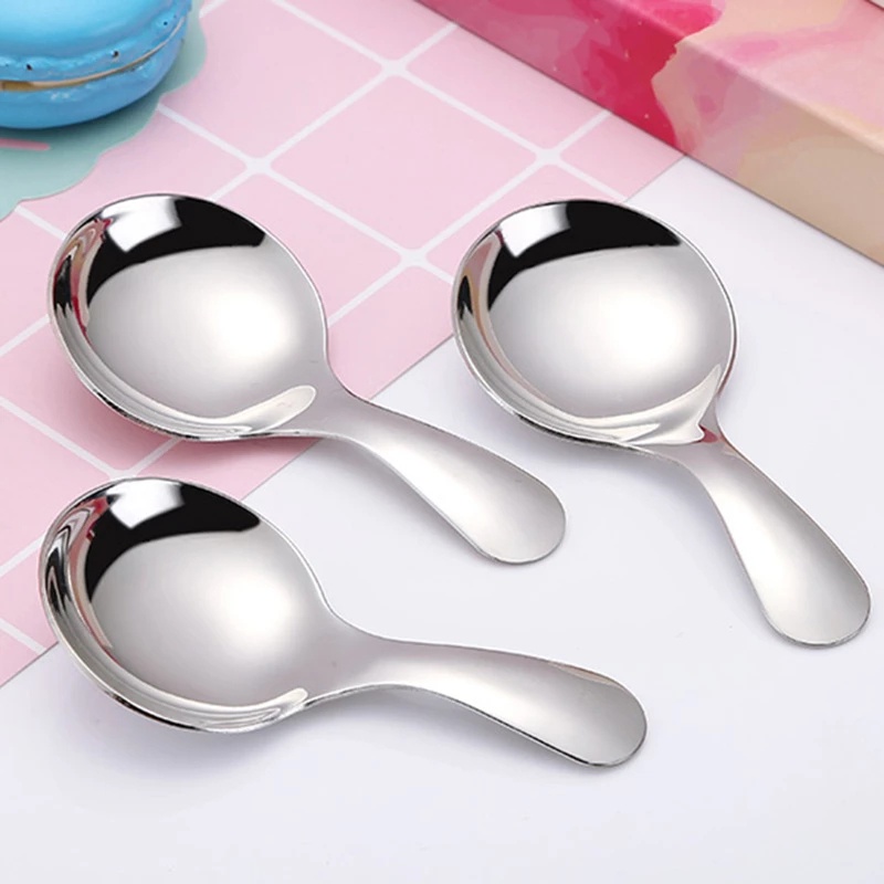 Muỗng Múc Kem/Trà/Cà Phê Tay Cầm Ngắn Bằng Thép Không Gỉ 304 Dễ Thương