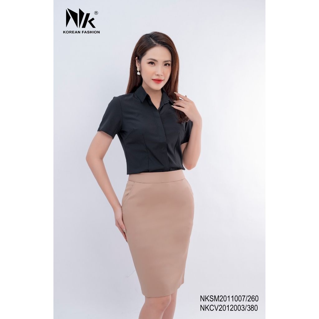 Chân Váy Nữ Công Sở NK Fashion Dáng Bút Chì Cơ Bản Kèm Túi Chéo, Chất Vải Hai Lớp Mềm Mịn, Co Giãn NKCV2012003