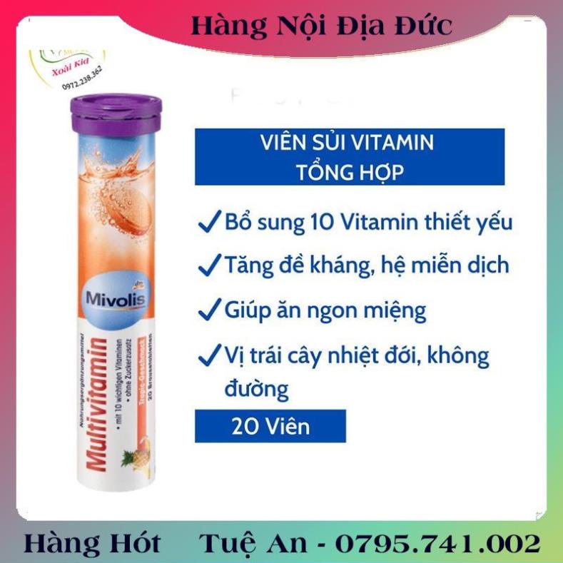 Viên Sủi Mivolis Vitamin C và các vị khác Hỗ trợ tăng cường hệ miễn dịch 20 Viên của Đức   .