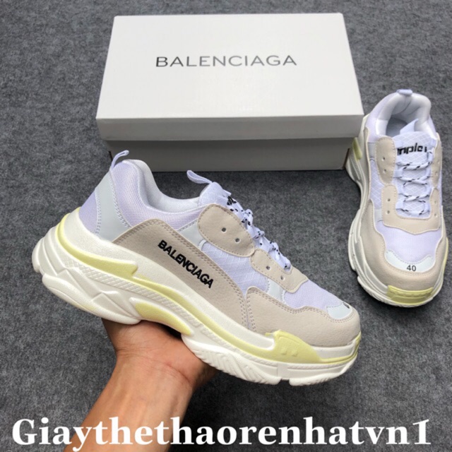 [Tặng Tất,Hộp và dây giầy]Giầy thể thao trip trắng vàng nam nữ