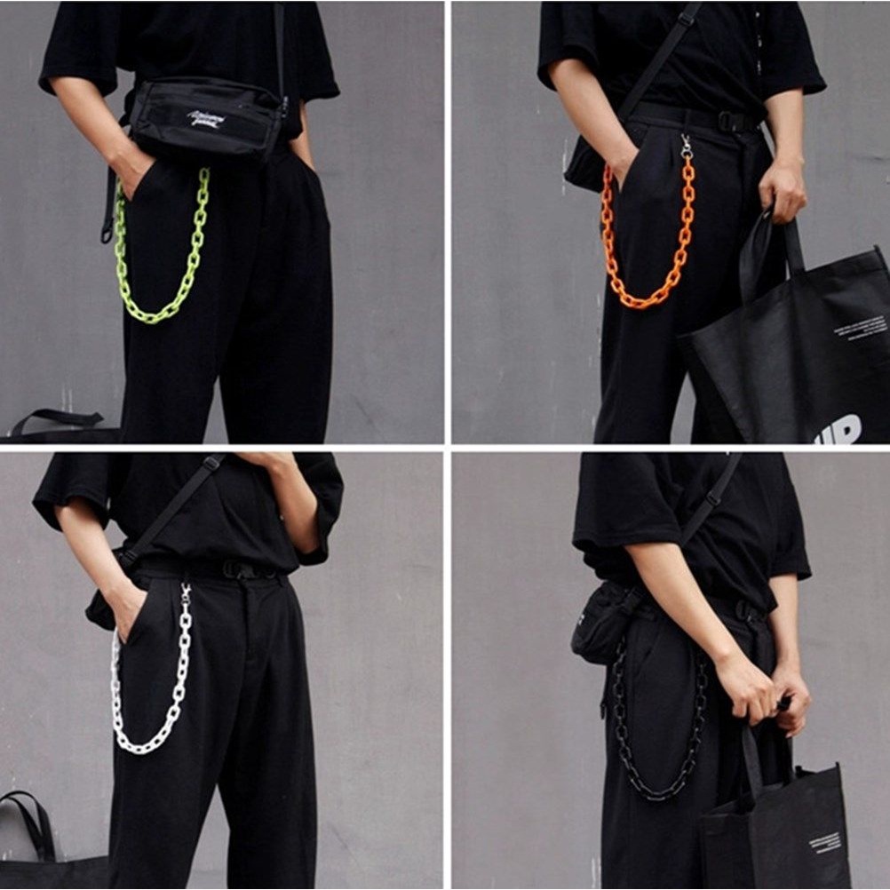 Chuỗi Dây Xích Đeo Thắt Lưng Hai Lớp Acrylic Nhiều Màu Thời Trang Phong Cách Hip Hop Đường Phố Cổ Điển Mihan1