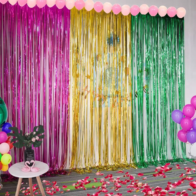 Rèm Cửa Phông Nền Kim Tuyến Lấp Lánh 2M Dùng Trang Trí Tiệc Cưới / Sinh Nhật