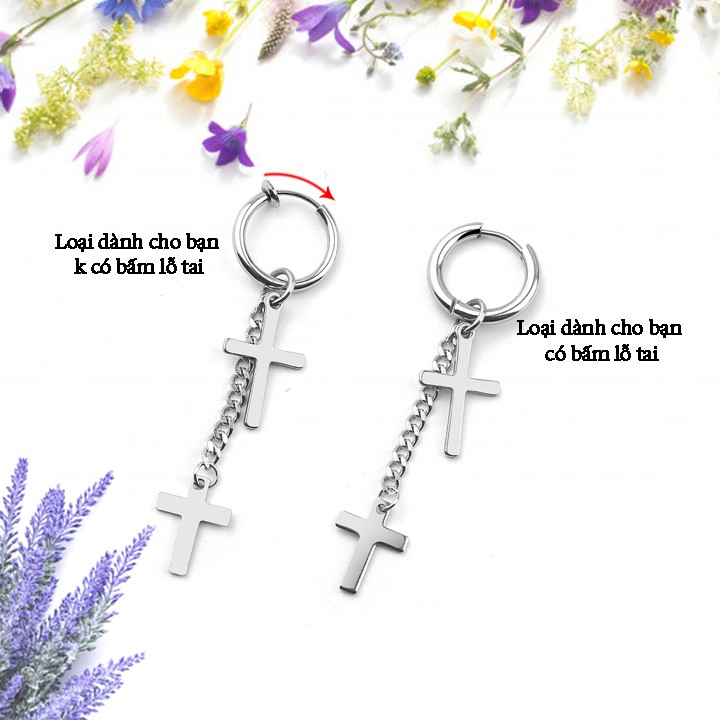 Bông tai nam nữ INOX Kpop hình thánh giá - BT390