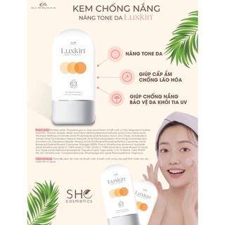 Kem chống nắng luxkin, dưỡng da kiềm dầu bảo vệ da tối ưu trước tia uva