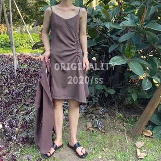 Váy 2 dây eo rúm ly dài V-1126