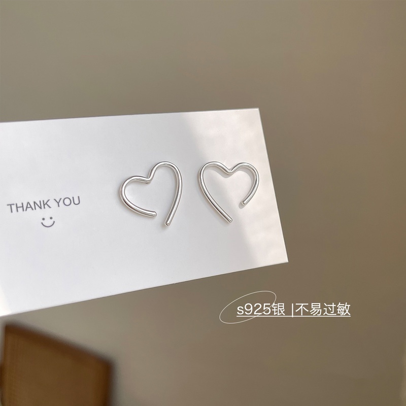 Bông tai mạ bạc S925 hình trái tim đơn giản