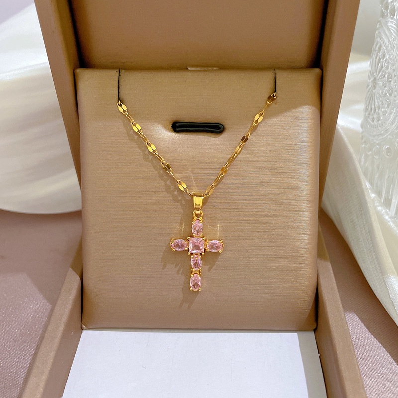 Vòng cổ Ngắn Mặt Hình Thánh Giá Đính Đá Zircon Thời Trang Cho Nữ