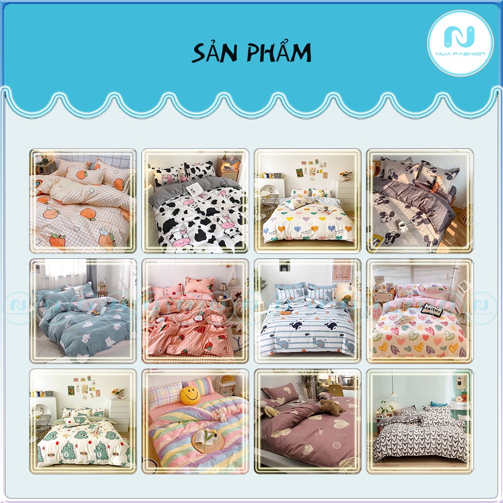 Bộ chăn ga gối cotton poly NUA Fashion Bedding drap giường ga trải giường poly vỏ chăn 2 vỏ gối nằm Hàn Quốc 1m6/1m8
