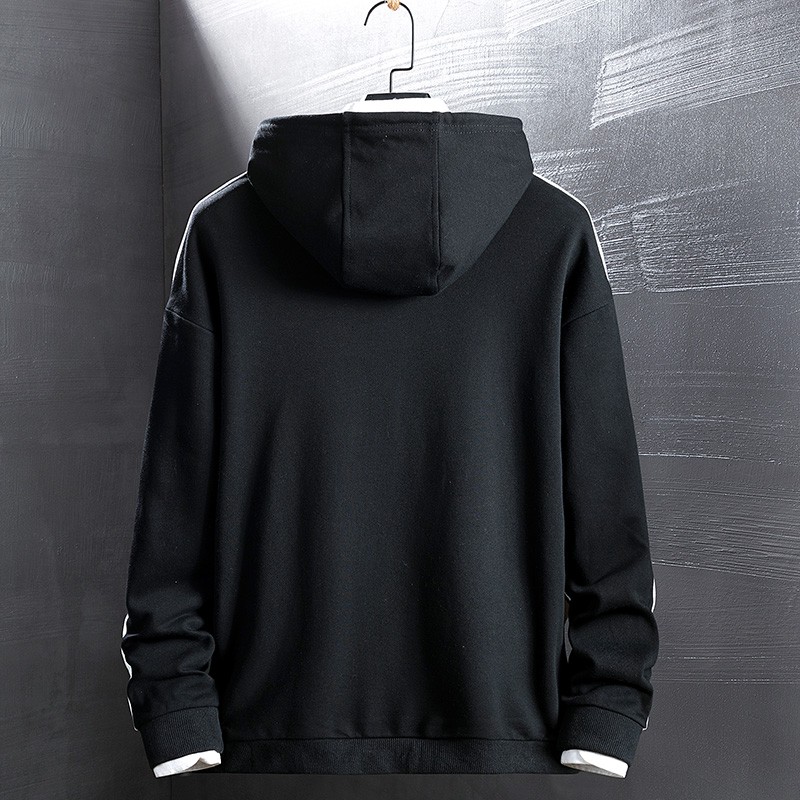 Áo khoác hoodie len phối sọc đen thời trang dành cho nam