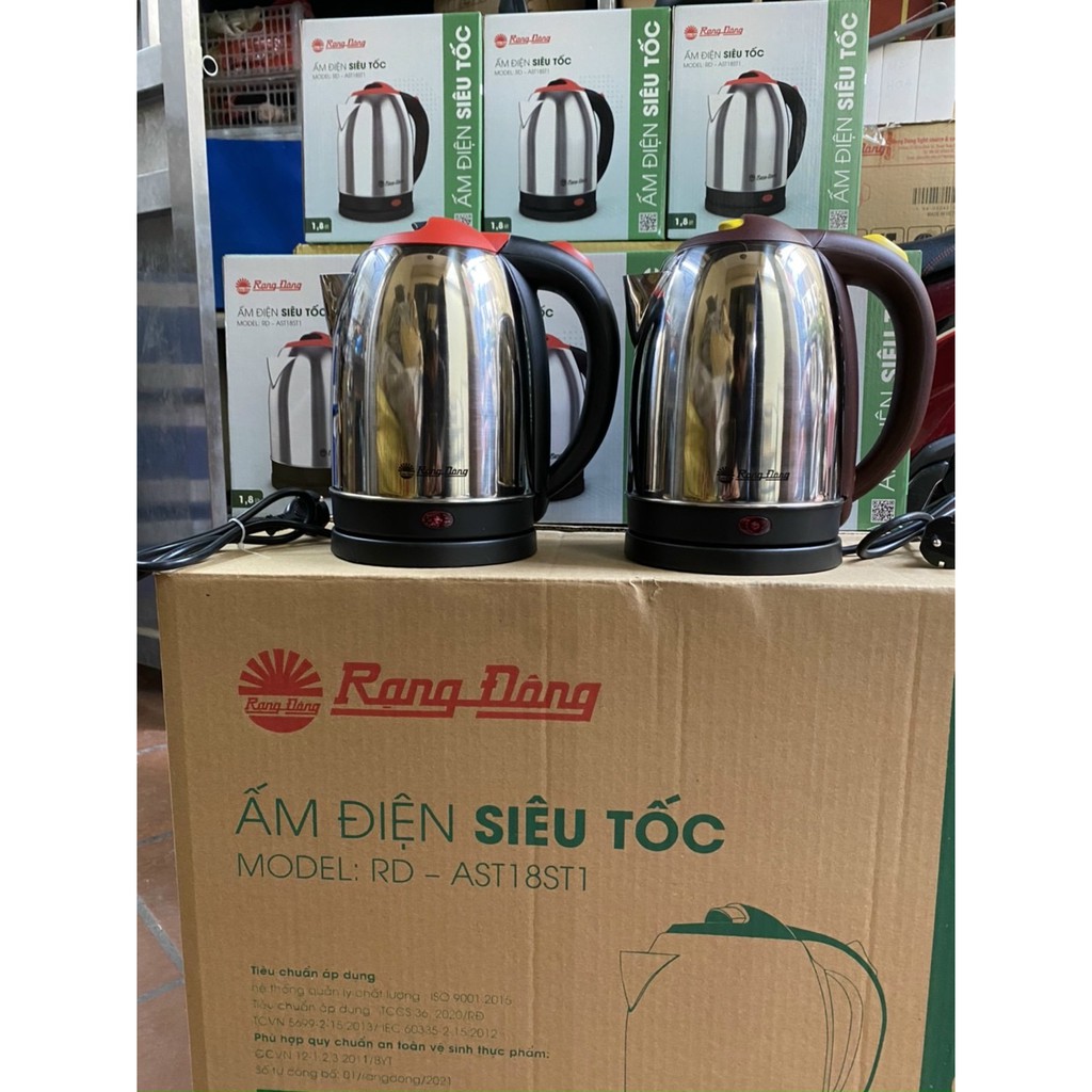 Ấm điện siêu tốc 1.8 Lít Rạng Đông Inox 304