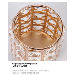 Cốc pha lê mạ vàng đựng cọ trang điểm