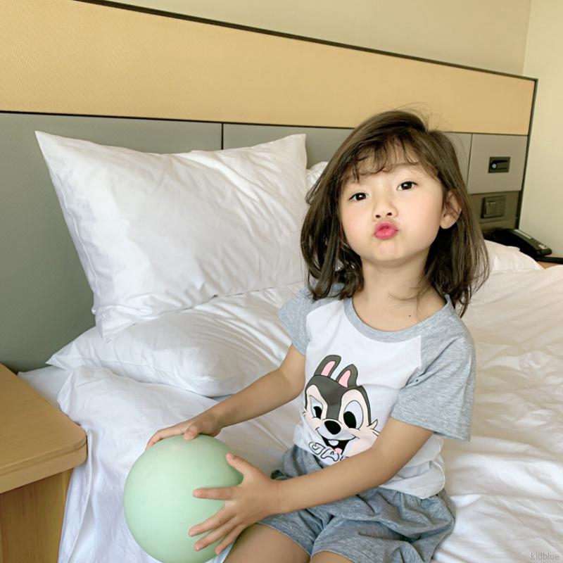 Set áo thun tay ngắn + quần short dễ thương cho bé gái