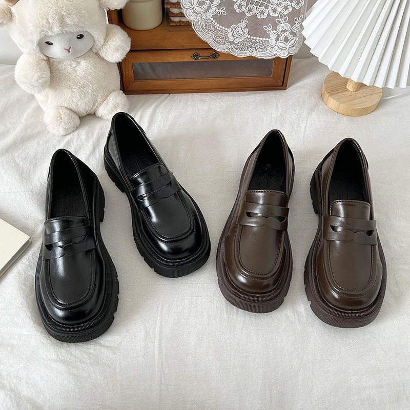 [ORDER 7-15ngày] Giày OXFORD Lolita BASSIC bóng màu đen nâu cafe cao 4CM