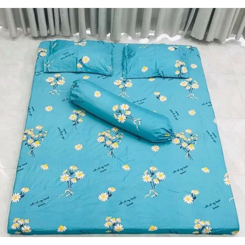 Ga poly cotton loại đẹp tặng kèm 2 vỏ áo gối, ga chun bọc nệm nhiều kích thước giường