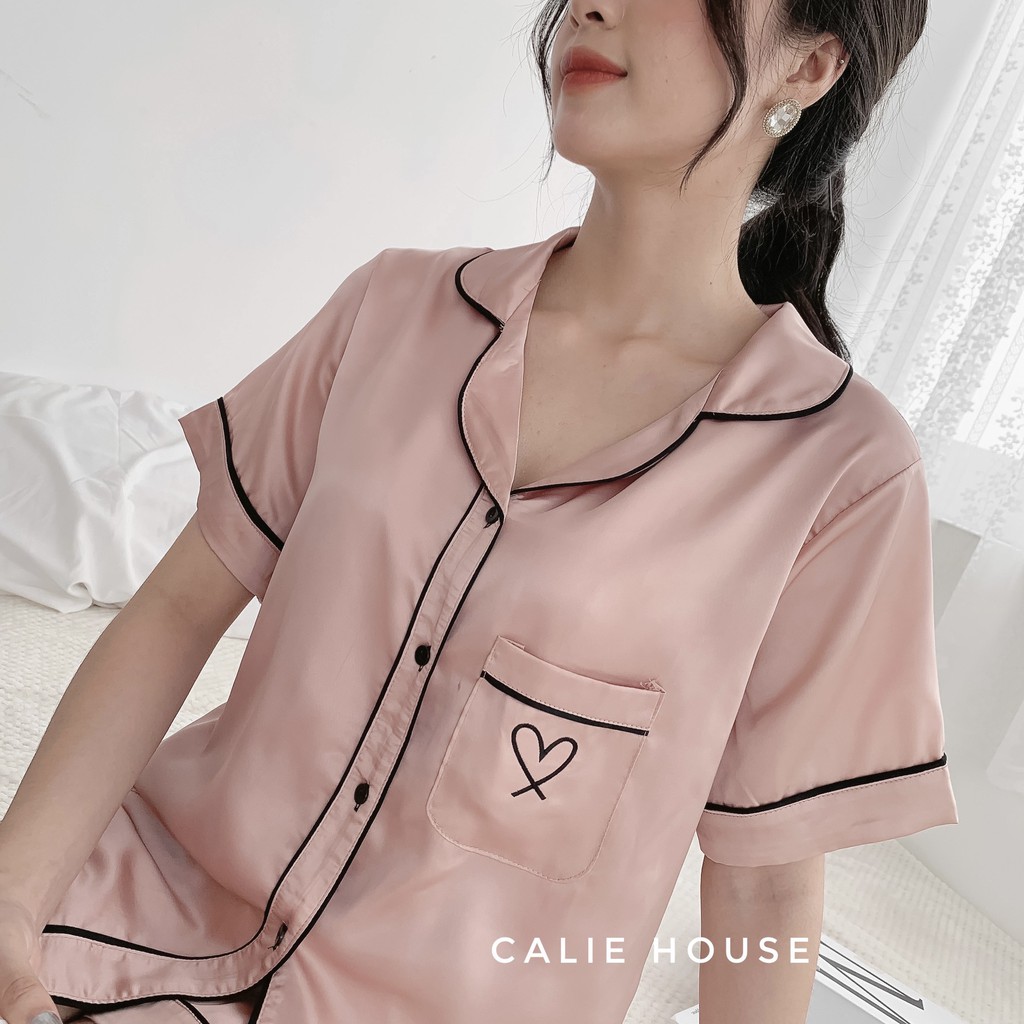 Bộ Đồ Ngủ Nữ Ngắn Tay Pijama Calie House. Bộ đồ Mặc Ở Nhà Chất Liệu Lụa Mặc Rất Mát Vào Mùa Hè S9 | BigBuy360 - bigbuy360.vn