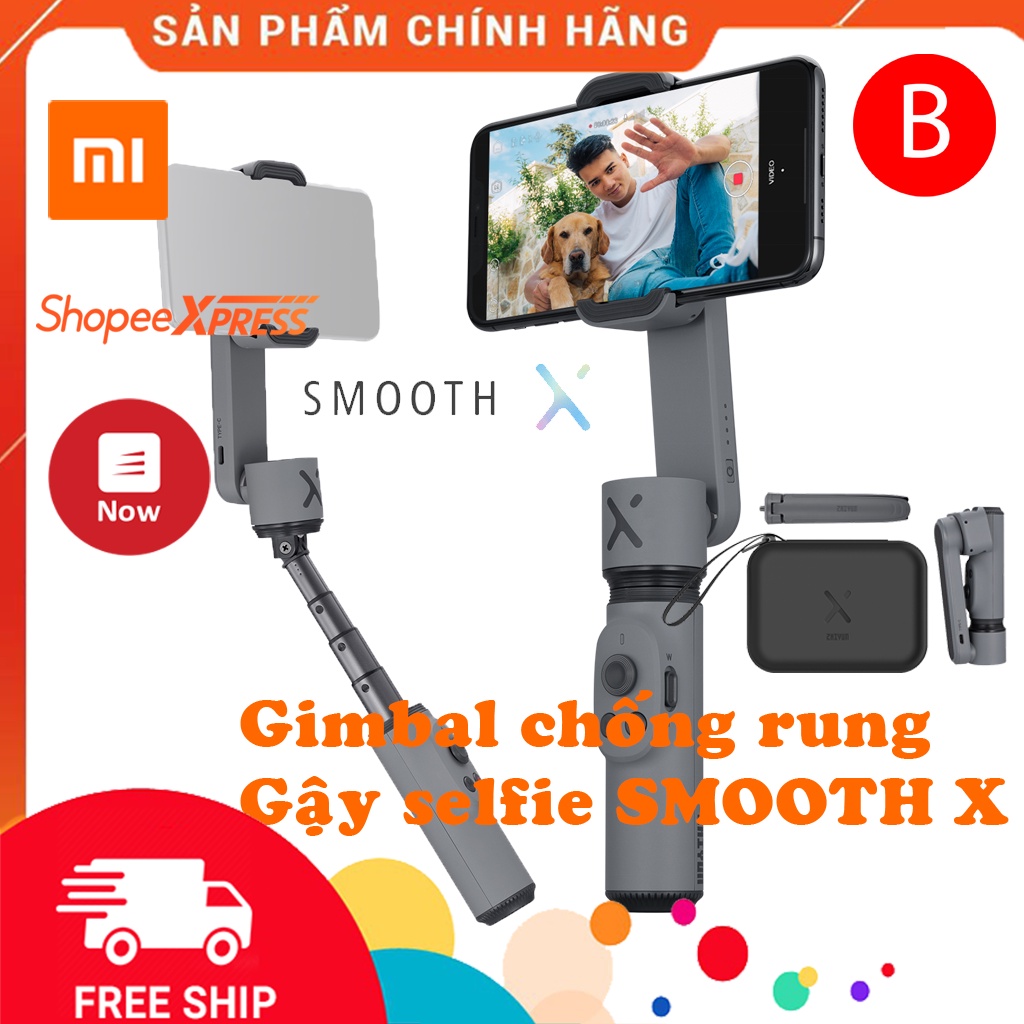 Gimbal chống rung Zhiyun Smooth X Chống rung cho điện thoại kết hợp gậy tự sướng,gậy selfie(HÀNG CHÍNH HÃNG BẢO HÀNH)