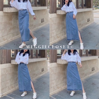 [ ẢNH THẬT ĐỘC QUYỀN MEGGIECLOSET] Chân váy jean xẻ một bên DUBATI