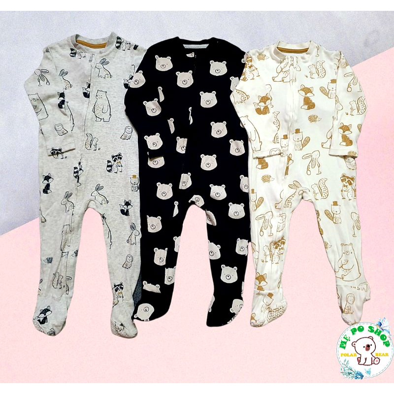 ( NGẪU NHIÊN ) Body Sleepsuit Dài Tay Liền / Không Tất Vớ Cho Bé Trai Bé Gái 0-24m, Hàng xuất xịn - PoSam Kids