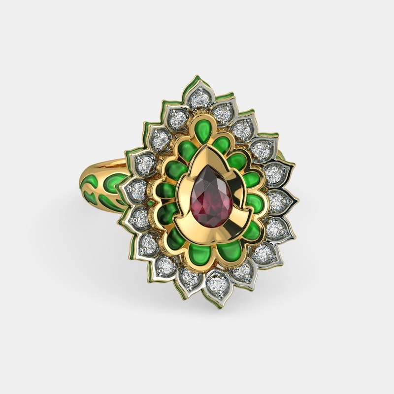 [Bán buôn] Nhẫn kim cương thiết kế hình hoa sen cá tính