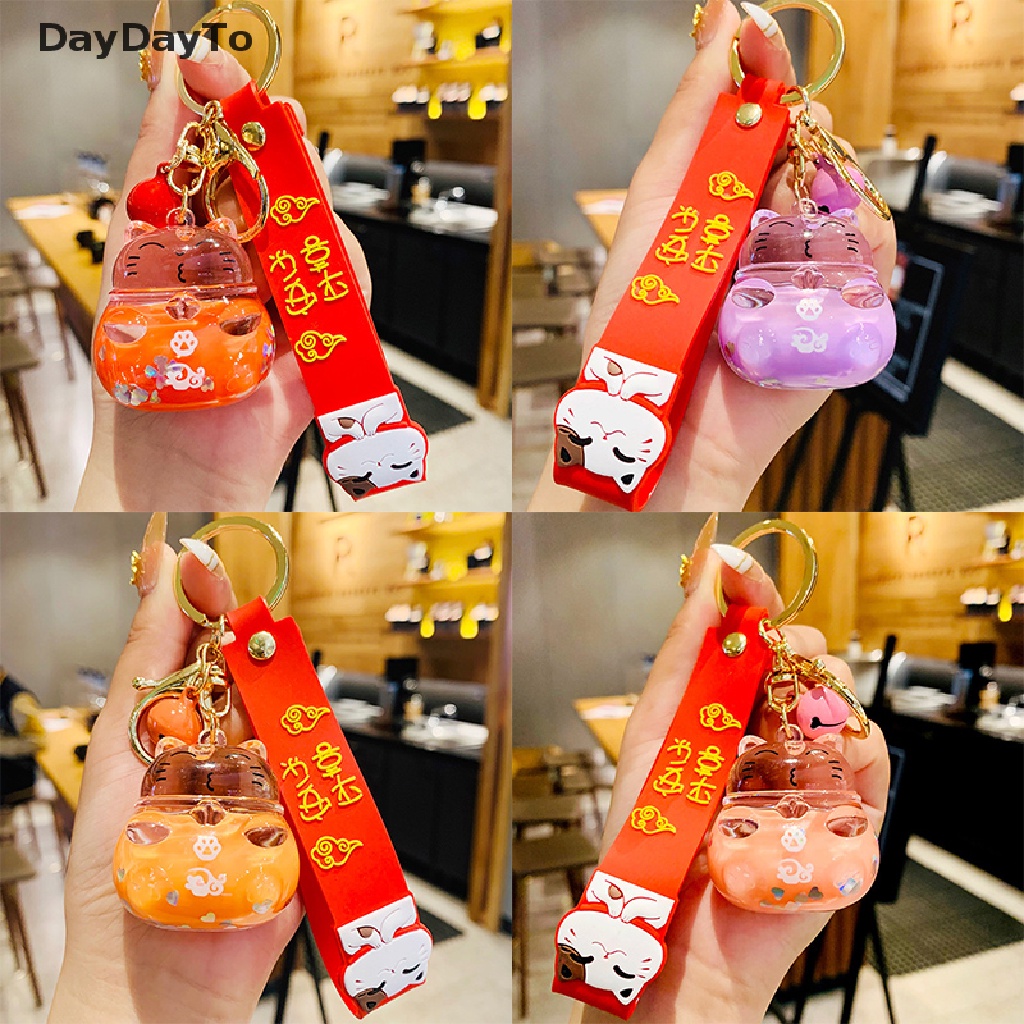 Móc Khóa Hình Mèo May Mắn Trong Suốt Bằng Acrylic