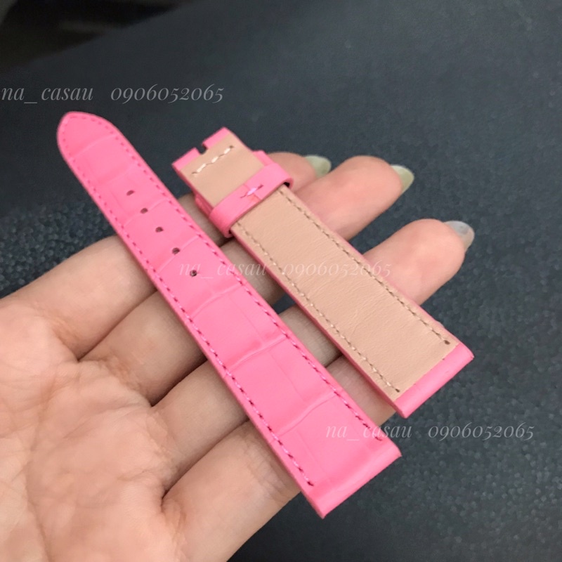 DÂY ĐỒNG HỒ DA BÒ MÀU HỒNG VÂN CÁ SẤU NỮ các size 12mm, 14mm, 16mm, 18mm