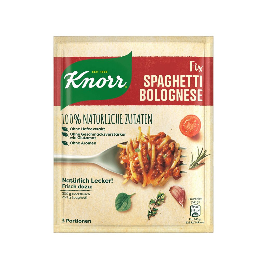 Knorr Spaghetti Bolognese - Gia Vị Làm Nước Sốt Mì Ý Vị Bò Băm (100% NATURAL)