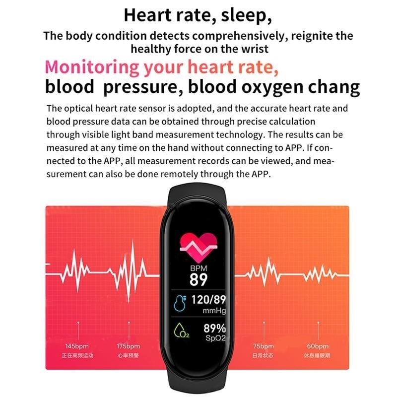 Đồng Hồ Thông Minh M6 Chống Nước Hỗ Trợ Theo Dõi Sức Khỏe M6 Kèm Phụ Kiện