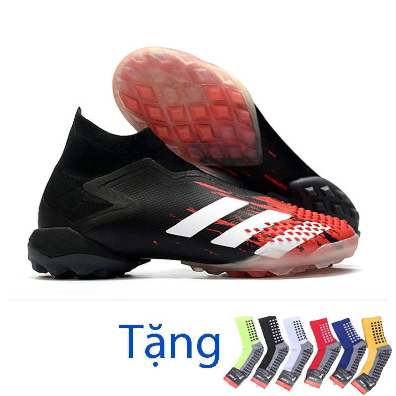 Giày Bóng Đá Predator 20+ Đen Đỏ TF Gai Nhọn - Tặng kèm tất chống trơn