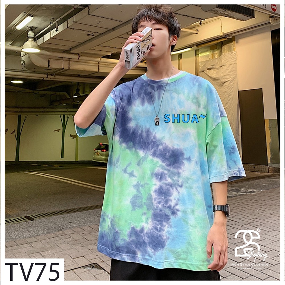 Áo Nam Form Rộng Cổ Tròn Form Rộng 2SClothing Áo Phông Đen Tay Lỡ Streetwwear Oversize Giá Rẻ In Hình Hàn Quốc TV75