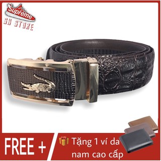Dây nịt thắt lưng nam da bò 100% vân cá sấu cao cấp - Ảnh Thật