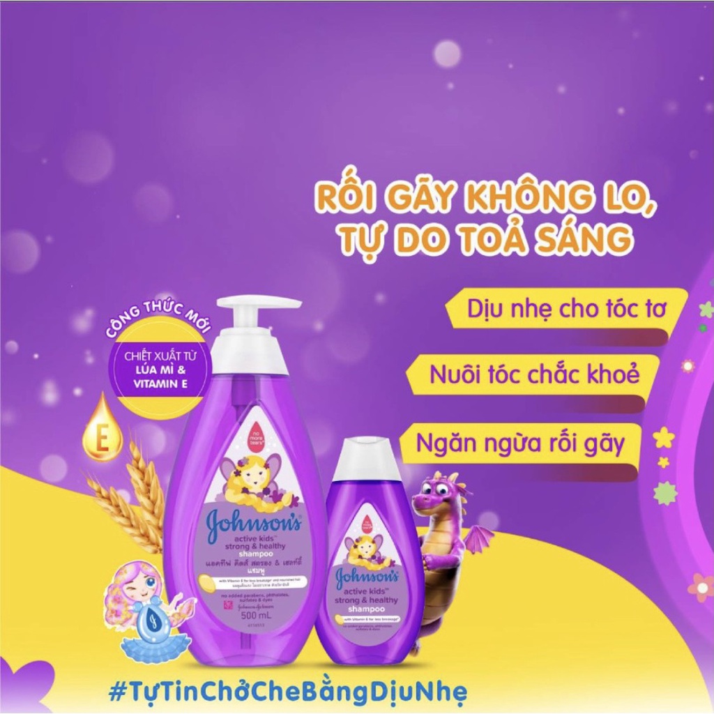 Dầu gội Johnson'Baby các loại cho bé gái Chắc Khỏe - Óng Mượt - Thơm Mát chai 500ML