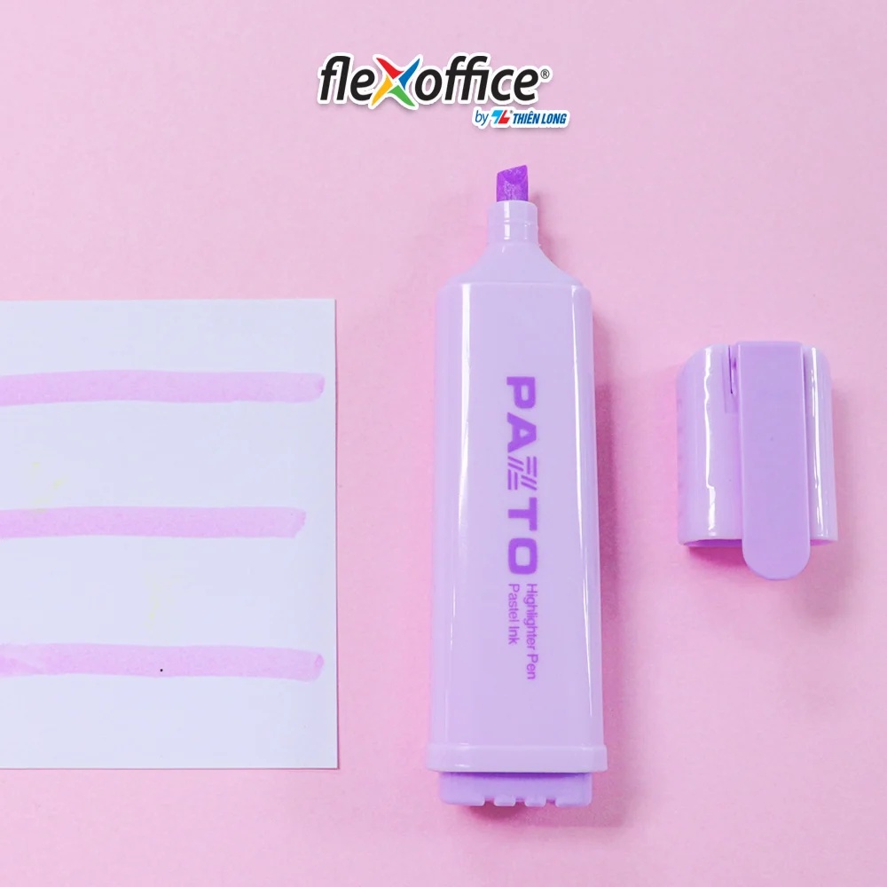 Bút dạ quang màu Pastel Thiên Long Flexoffice Pazto FO-HL009/VN - Bút highlight rửa được không để lại vết khi Photocopy