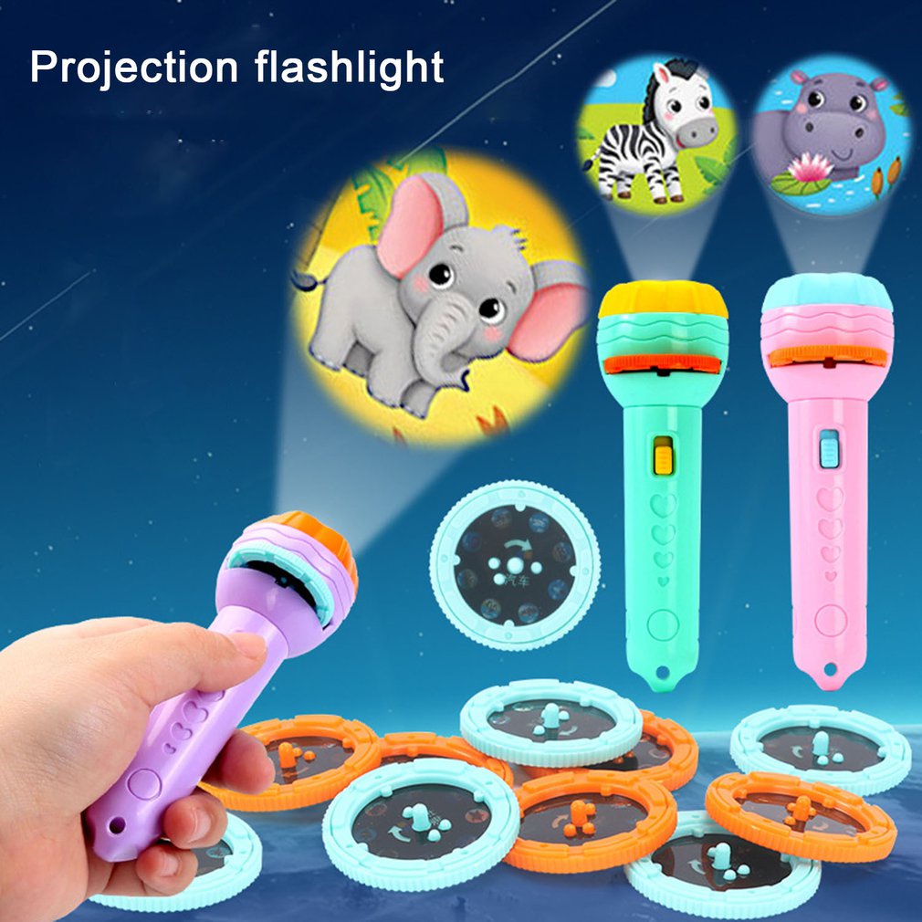 Đèn pin chiếu hình cho bé 24 hình động vật ngộ nghĩnh, đồ chơi trí tuệ cho trẻ vui chơi khám phá