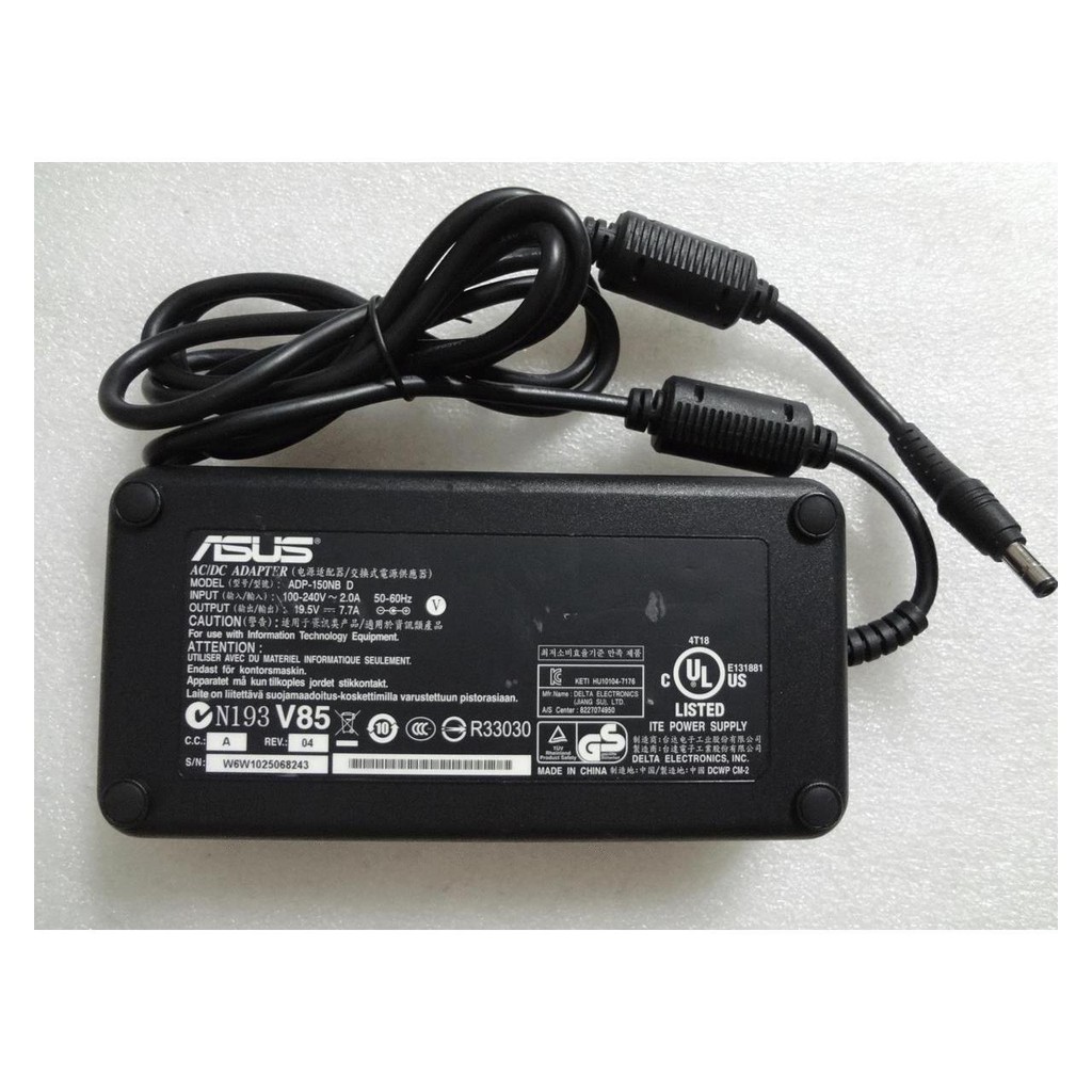 (ADAPTER) SẠC LAPTOP ASUS 19.5V-7.7A (150W) (Slim, Đầu thường) kích thước đầu ghim (5.5 x 2.5 mm)