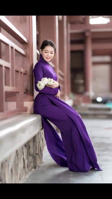 Giảm Giá Áo Dài Truyền Thống Màu Tím Huế - Beecost