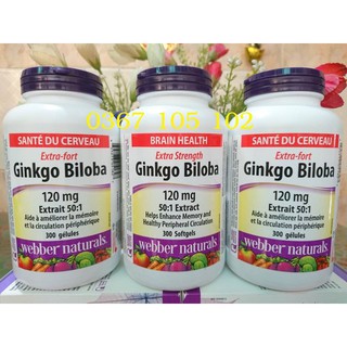 300 viên / Ginkgo Biloba 120mg Webber Naturals , Canada