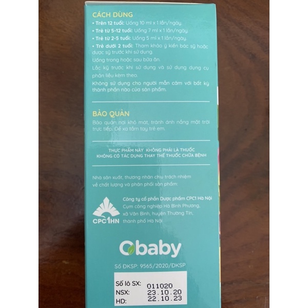Siro uống Obaby và Obaby 123 - Hỗ trợ bé ngủ ngon, ăn ngon