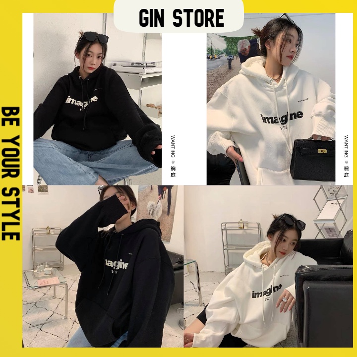 Áo Hoodie nỉ Gin Store phông nam nữ unisex áo nỉ lót bông oversize