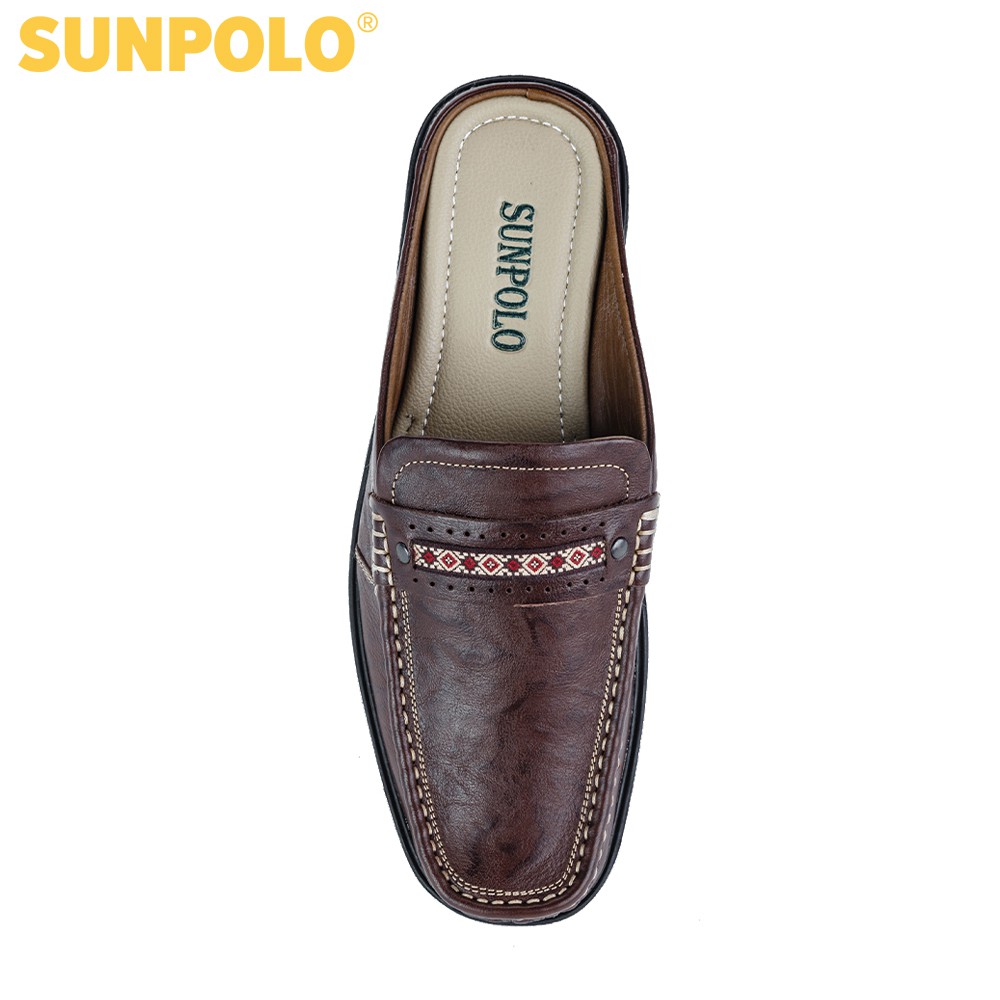Giày sục dép nam Da bò cao cấp SUNPOLO đi làm công sở, đi chơi Màu Đen/Nâu - SUSP002DN