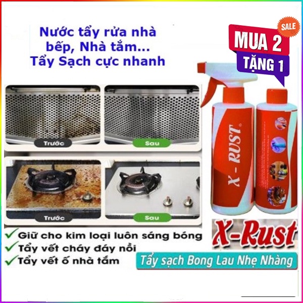 🌈Mua 2 Tặng 1🌈Chai xịt tẩy rửa nhà bếp đa năng XRUST, nước tẩy rửa bồn cầu, kính, kim loại, làm mới đồ vật
