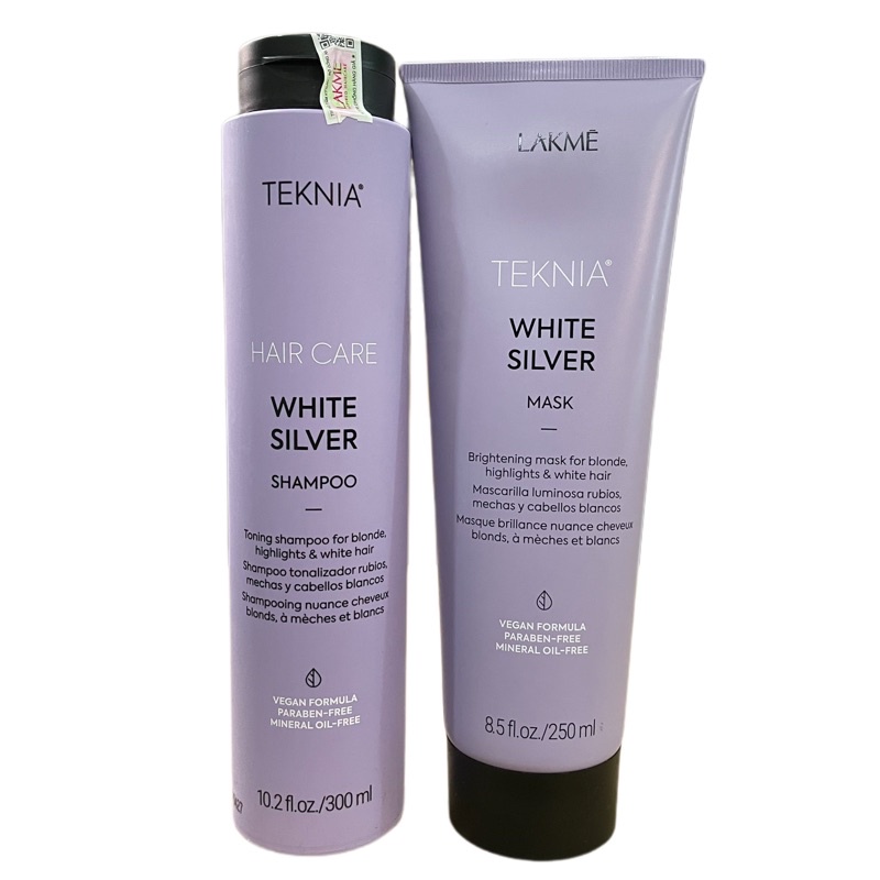 Combo dầu gội và kem ủ cho tóc rất sáng hoặc bạc Lakme Teknia White Silver 300ml/250ml