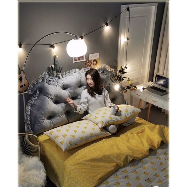 Gối tựa đầu giường,kê đầu giường hoàng gia viền ren siêu xinh,đính đá cao cấp kích thước m