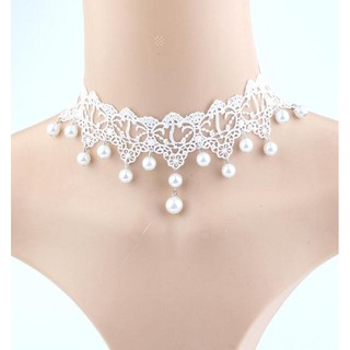 Vòng cổ nữ choker ren trắng mảnh mai mẫu mới nhất