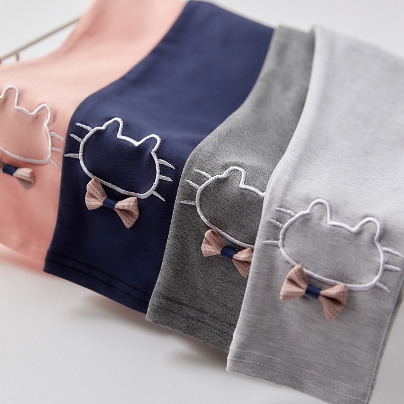 Quần Legging Cotton Mỏng Họa Tiết Mèo Hoạt Hình Phong Cách Hàn Quốc Dành Cho Bé Gái 1-7 Tuổi