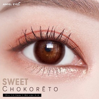 [Giãn To] Kính áp tròng màu nâu choco Angel Eyes - CHOKORETO - Lens Silicone - Độ cận 0-8