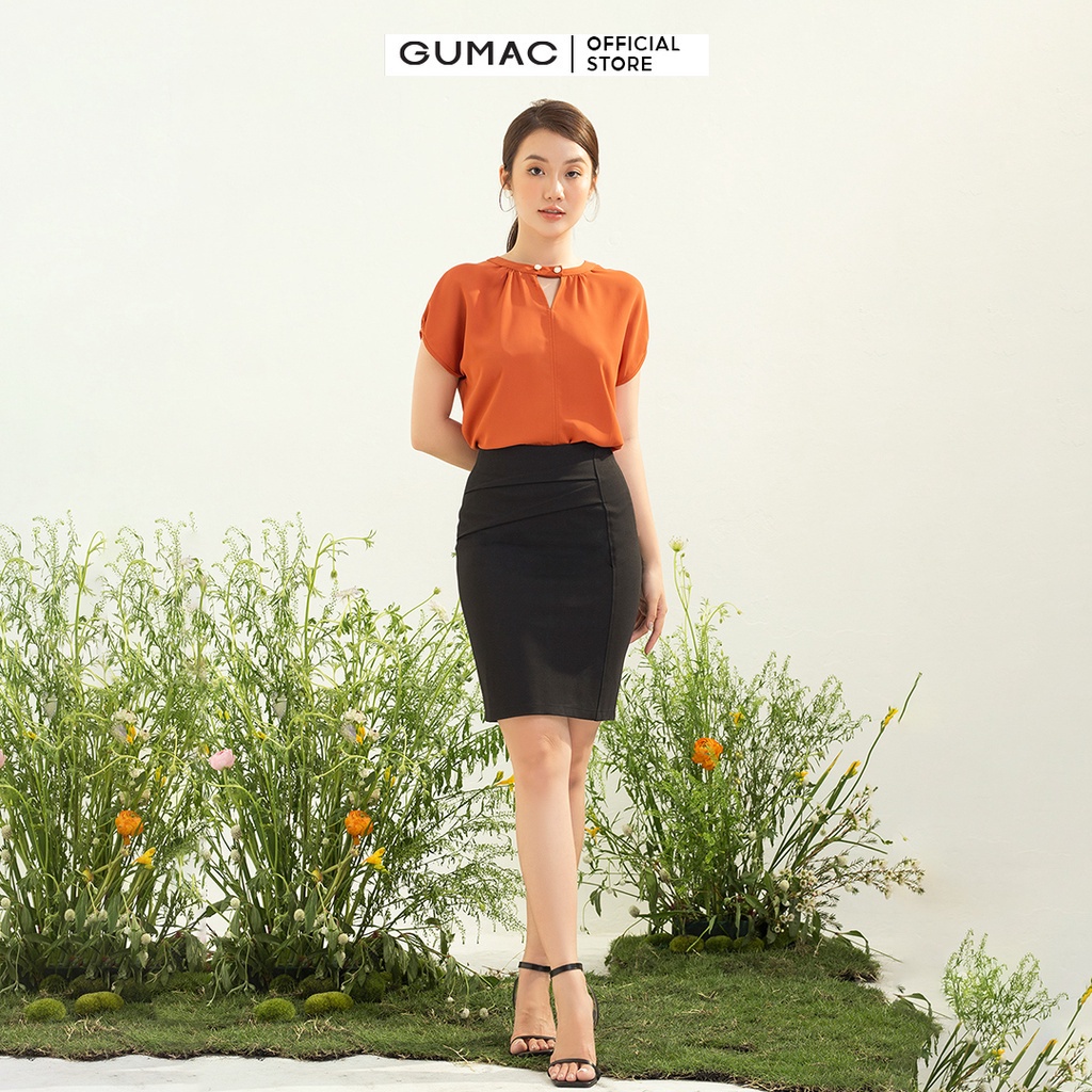 [Mã WABRGU55 giảm 12% đơn 99K] Áo sơ mi công sở nữ thời trang GUMAC tay ngắn cổ tàu AC03070