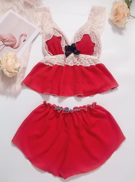 Đồ ngủ voan lụa ren nude có mút