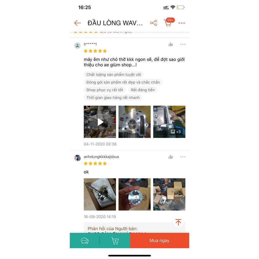 Full bộ lòng trái 54 dài 78mm cho wave có luôn dên 110