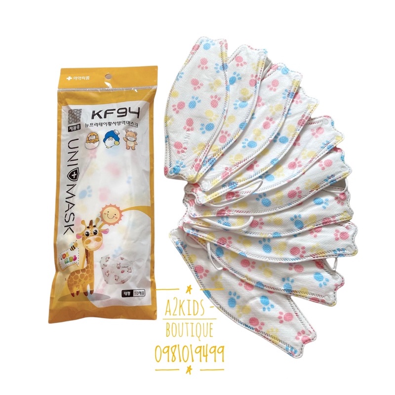 Combo 50 Cái Khẩu Trang KF94 Uni Mask Kids 4 Lớp Kháng Khuẩn Hàn Quốc Cho Bé 3 - 10 Tuồi